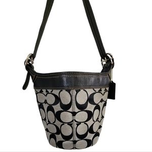 Coach Black and Cream Signature Bucket Bag